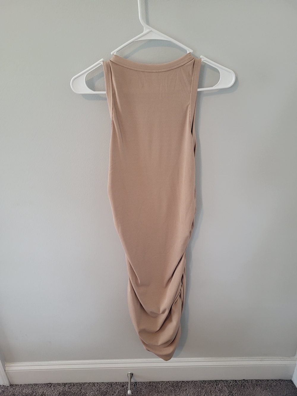Sleeveless Maxi Dress in Nude Beige - Sleek Tank Silhouette